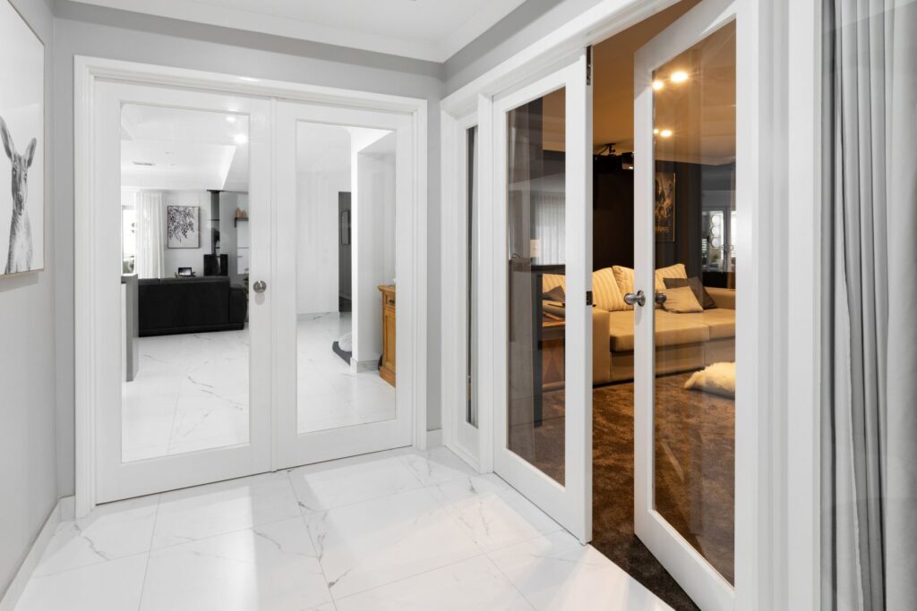 modern white glass internal doors